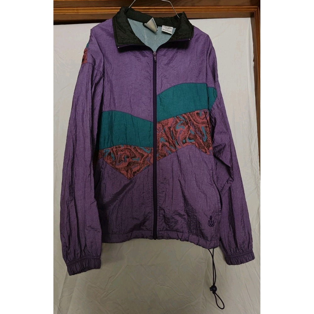 Vintage 1996 Color Block Team USA Olympics Embroidered Windbreaker Jacket Sz L